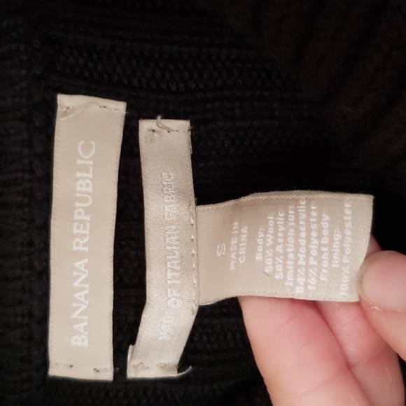 Banana Republic wool & faux fur zip up sweater, ribbed sweater, women size small - Picture 5 of 6